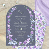 Lila Blue Gray Rose Garden Arches Canopy Wedding Einladung