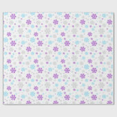Lila Blue Gray Winter Snowflake Patter Geschenkpapier (Flach)