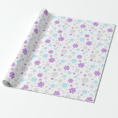 Lila Blue Gray Winter Snowflake Patter Geschenkpapier (Ungerollt)