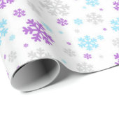 Lila Blue Gray Winter Snowflake Patter Geschenkpapier (Rolleneckpunkt)