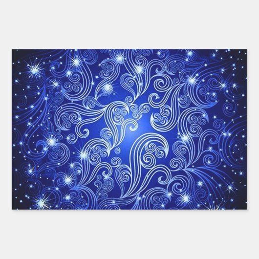 Lila Blue & Green Celestis Wirbel Muster Geschenkpapier Set (Vorderseite 2)