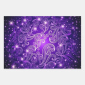 Lila Blue & Green Celestis Wirbel Muster Geschenkpapier Set (Vorderseite)