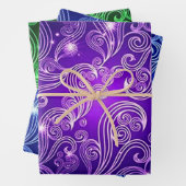 Lila Blue & Green Celestis Wirbel Muster Geschenkpapier Set (Beispiel)