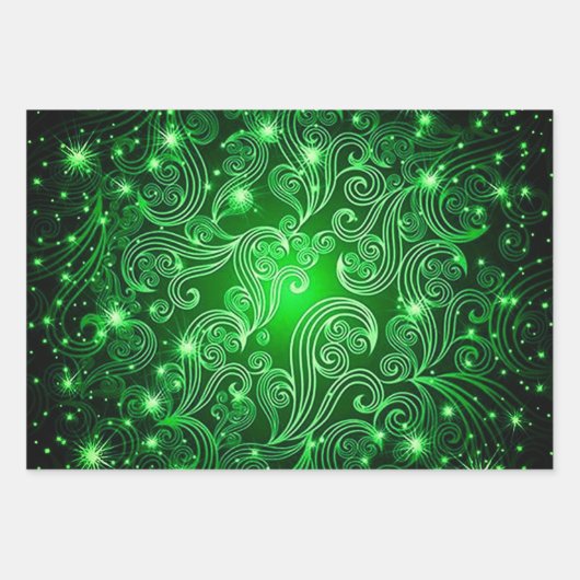 Lila Blue & Green Celestis Wirbel Muster Geschenkpapier Set (Vorderseite 3)