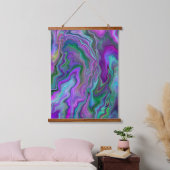 Lila Blue Green Fluid Art Wirbel Marble Wandteppich Mit Holzrahmen (Schlafzimmer)