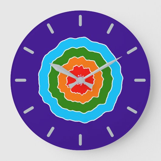 Lila Blue Green Orange Red Große Wanduhr (Vorderseite)
