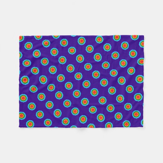 Lila Blue Green Orange Red Rings Fleecedecke (Vorderseite (Horizontal))