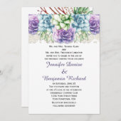 Lila Blue Green Watercolor Succulents Einladung (Vorne/Hinten)