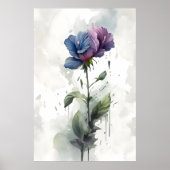 "Lila & Blue Hibiskus Botanical Watercolor Art" Poster (Vorne)