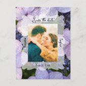 Lila Blue Hydrangea Wedding Foto Save the Date Postkarte (Vorderseite)