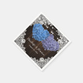 Lila Blue Hydrangea Wood Lights Floral Wedding Serviette (Ecke)