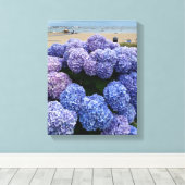 Lila, Blue Hydrangea Wrapped Canvas Leinwanddruck (Insitu (Holzboden))