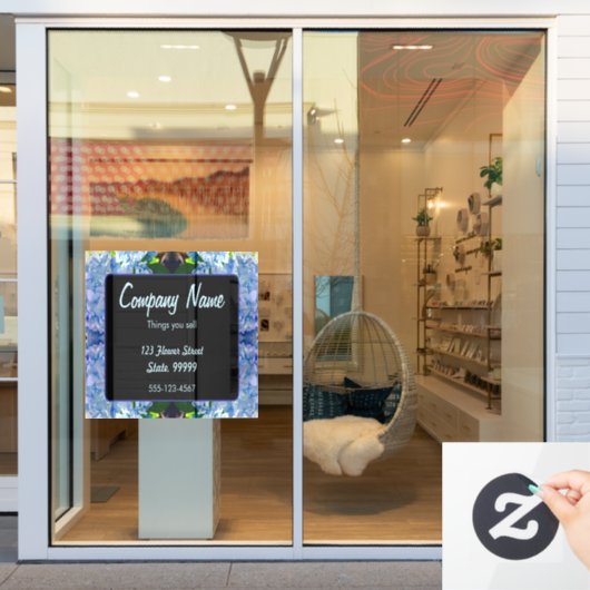 Lila Blue Hydrangeas Bouquets Fensteraufkleber (Schaufenster)