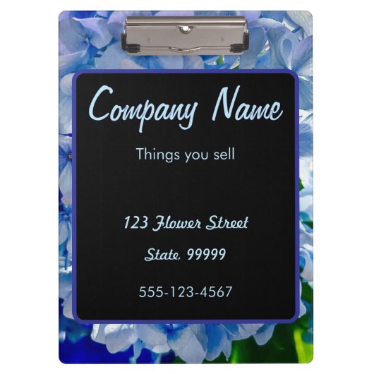 Lila Blue Hydrangeas Bouquets Klemmbrett (Vorderseite)