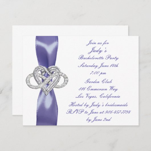 Lila Blue Infinity Heart Junggeselinnen-Abschied (Vorne/Hinten)