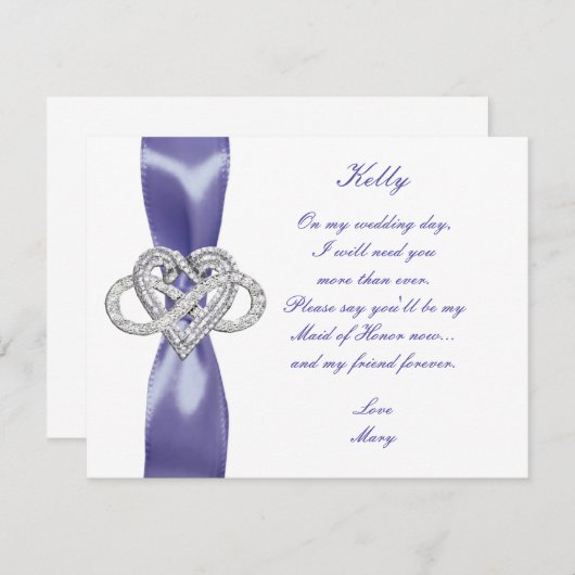 Lila Blue Infinity Heart Trauzeugin Card (Vorne/Hinten)