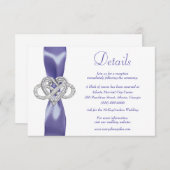 Lila Blue Infinity Heart Wedding Details Begleitkarte (Vorne/Hinten)