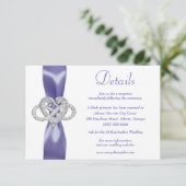 Lila Blue Infinity Heart Wedding Details Begleitkarte (Stehend Vorderseite)