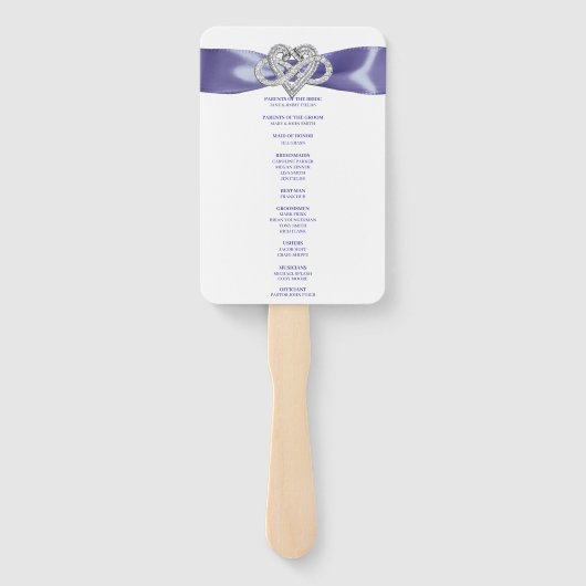 Lila Blue Infinity Heart Wedding Program Fans Fächer (Rückseite)