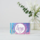 Lila Blue Iridescent Foil Glitzer Confetti Logo Visitenkarte (Stehend Vorderseite)