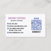 Lila Blue Iridescent Foil Glitzer Confetti Logo Visitenkarte (Rückseite)