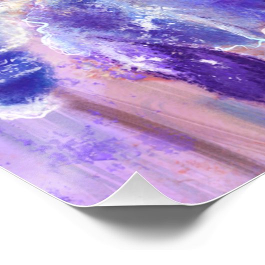 Lila Blue Iris Blume - Originale Malerei Poster (Ecke)