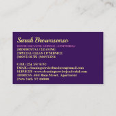 Lila Blue Janitorial Lady Cartoon Girl Cleaning Visitenkarte (Rückseite)