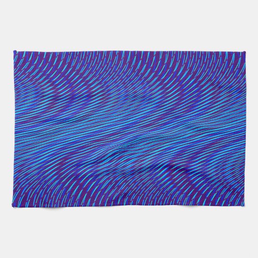Lila & Blue Lines - Psychedelic, Trippy Stripes Geschirrtuch (Horizontal)