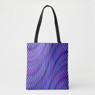 Lila & Blue Lines - Psychedelic, Trippy Stripes Tasche