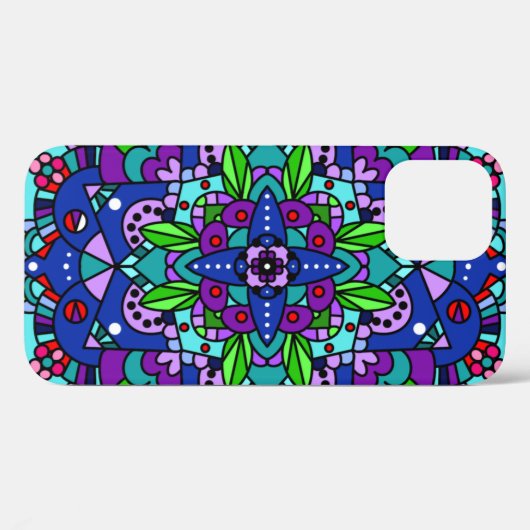 Lila, Blue Mandala Abstract Design Case-Mate iPhone Hülle (Rückseite (Horizontal))