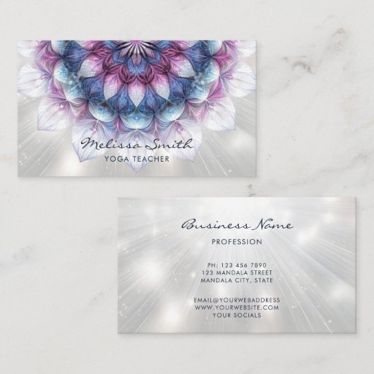 Lila Blue Mandala Visitenkarte (Vorne/Hinten)