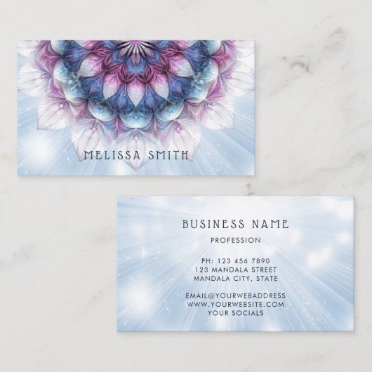 Lila Blue Mandala Visitenkarte (Vorne/Hinten)