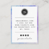 Lila Blue-Marble-Logo Ohrringe Juwelendisplay Visitenkarte (Rückseite)