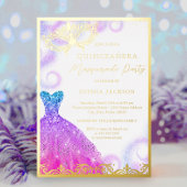 Lila Blue Masquerade Party Dress Quinceanera Folieneinladung