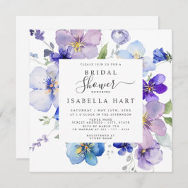 Lila Blue Mauve Pansy Viola Floral Brautparty Einladung