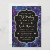 Lila Blue Midnight Crystal Galaxy 21. Geburtstag Einladung (Vorderseite)