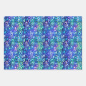 Lila Blue Mint Peacock Feathers Geschenkpapier Set (Vorderseite)