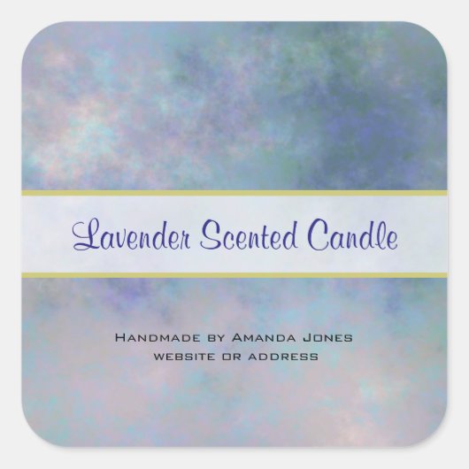 Lila Blue Misty Watercolor Candle Label Quadratischer Aufkleber (Vorderseite)