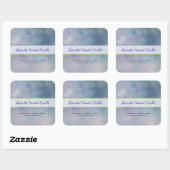 Lila Blue Misty Watercolor Candle Label Quadratischer Aufkleber (Blatt)