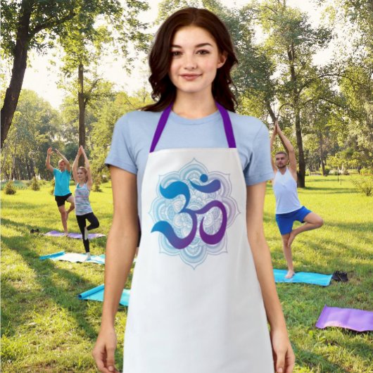 Lila Blue Om Blume Mandala Kitchen Wear Schürze