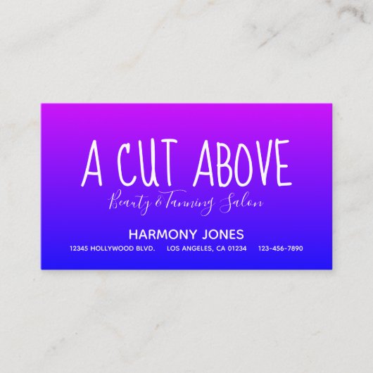 Lila Blue Ombre Beauty Salon Terminierungskarte Terminkarte (Vorderseite)