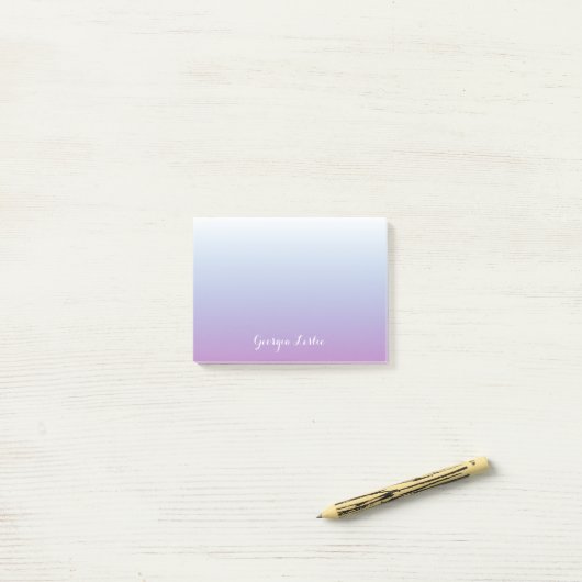 Lila Blue Ombre Gradient Personalisiert Post-it Klebezettel (Auf Schreibtisch)