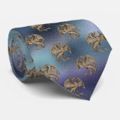 Lila & Blue Ombre Muster mit Gold Dragons Krawatte (Gerollt)