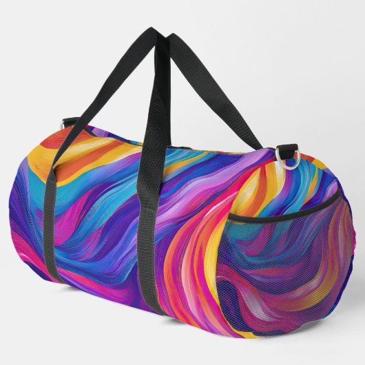 LILA BLUE ORANGE GELBE ABSTRAKTE WELLEN DUFFLE BAG (Rechte Ecke)
