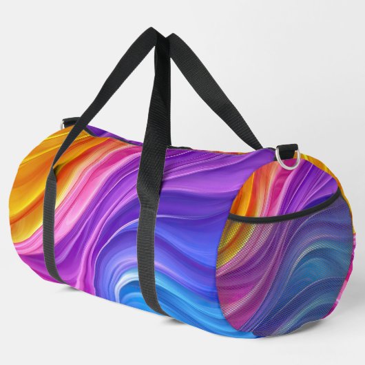 LILA BLUE ORANGE GELBE ABSTRAKTE WELLEN DUFFLE BAG (Rechte Ecke)