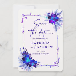 Lila Blue Orchid Wedding Save the Date Einladung