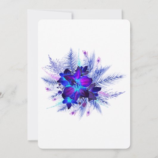 Lila Blue Orchid Wedding Save the Date Einladung (Rückseite)