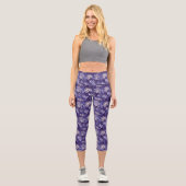 Lila Blue Paisley Capri Leggings (Vorderseite)