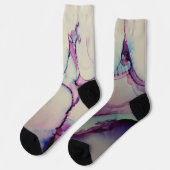 Lila Blue & Pink Abstrakte Alkoholtinte Flüssigkei Socken (Linkes Detail)