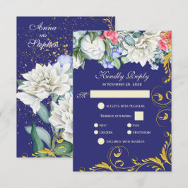 Lila Blue Pink Gold Wirbel Botanische UAWG RSVP Karte
